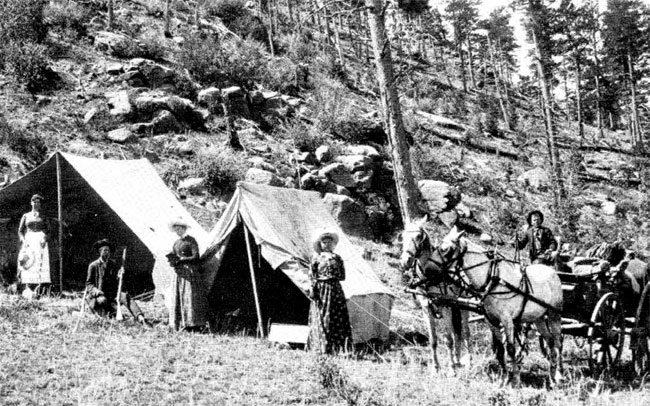 Small group of campers in the late 1800s near Estes Park. Photo Estes History Museum.